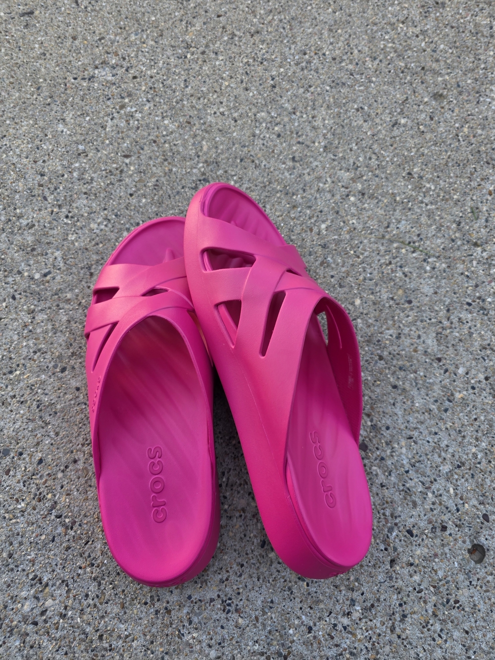 Crocs Pink Crisscross Slide Sandals Women Size 9 - Picture 8 of 11